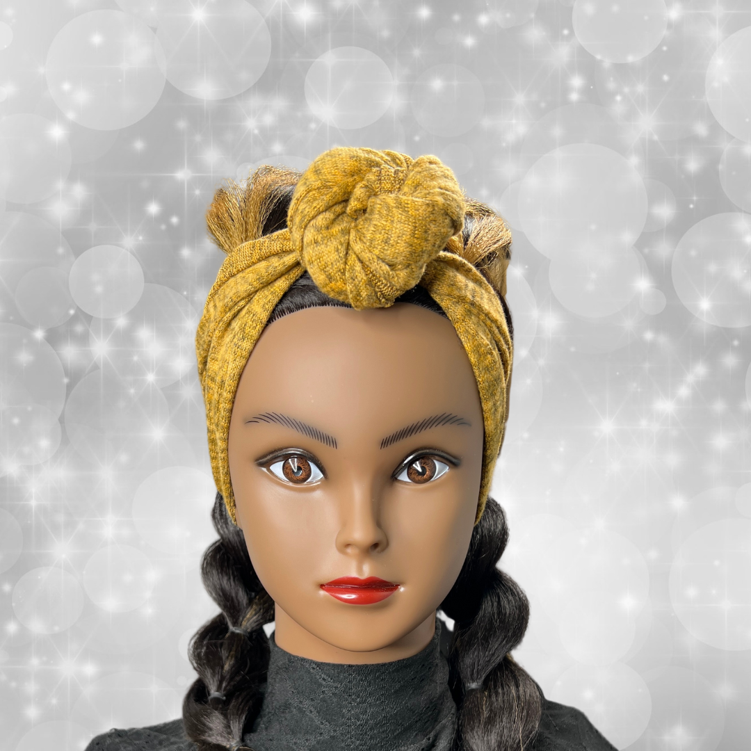 Mini Head Wrap (Gold & Brown)