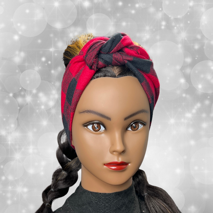 Mini Head Wrap (Red Plaid)