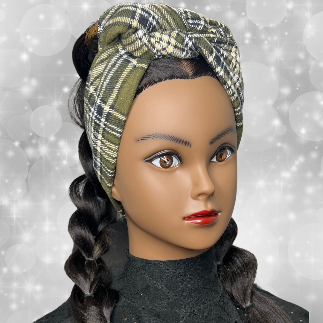 Mini Head Wrap (Green Plaid)