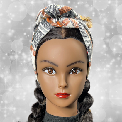 Mini Head Wrap (Orange Plaid)