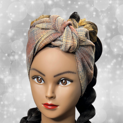 Mini Head Wrap (Plaid Browns)